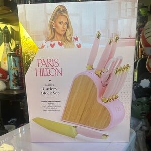 Paris Hilton Pink and Gold Heart Cutlery Block Set